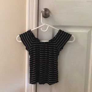 Garage pink and black striped crop top